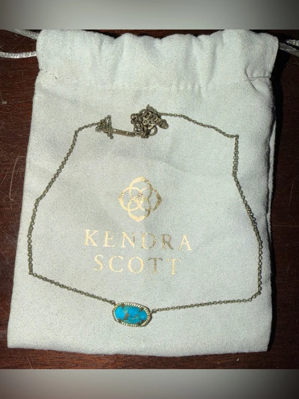 Kendra Scott Gold Chain Necklace with Turquoise Stone